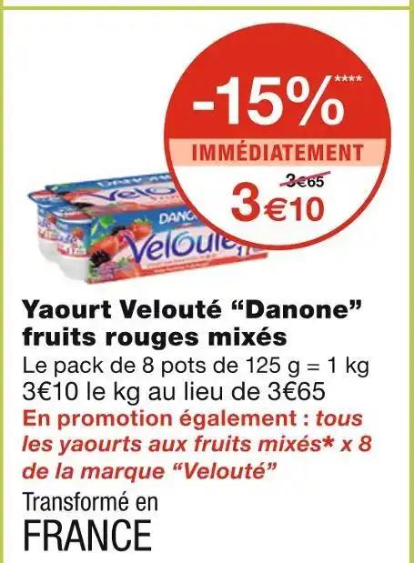 Danone Yaourt Velouté fruits rouges mixés