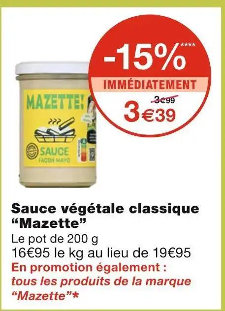Mazette Sauce végétale classique