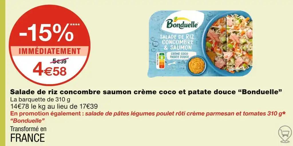 Bonduelle Salade de riz concombre saumon crème coco et patate douce