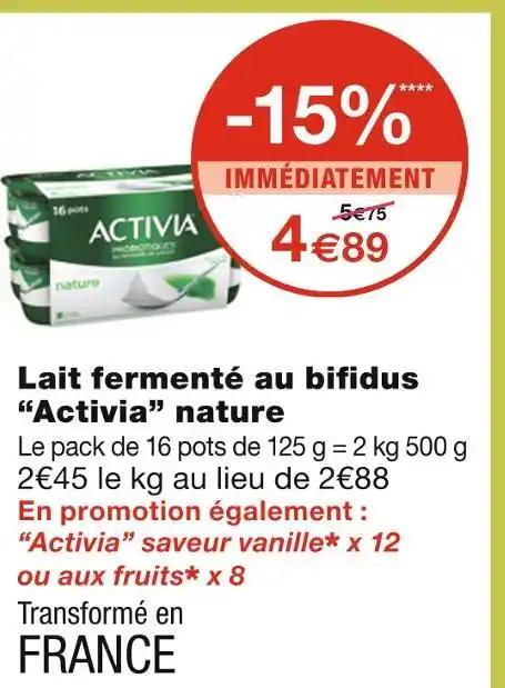 Activia Lait fermenté au bifi dus nature
