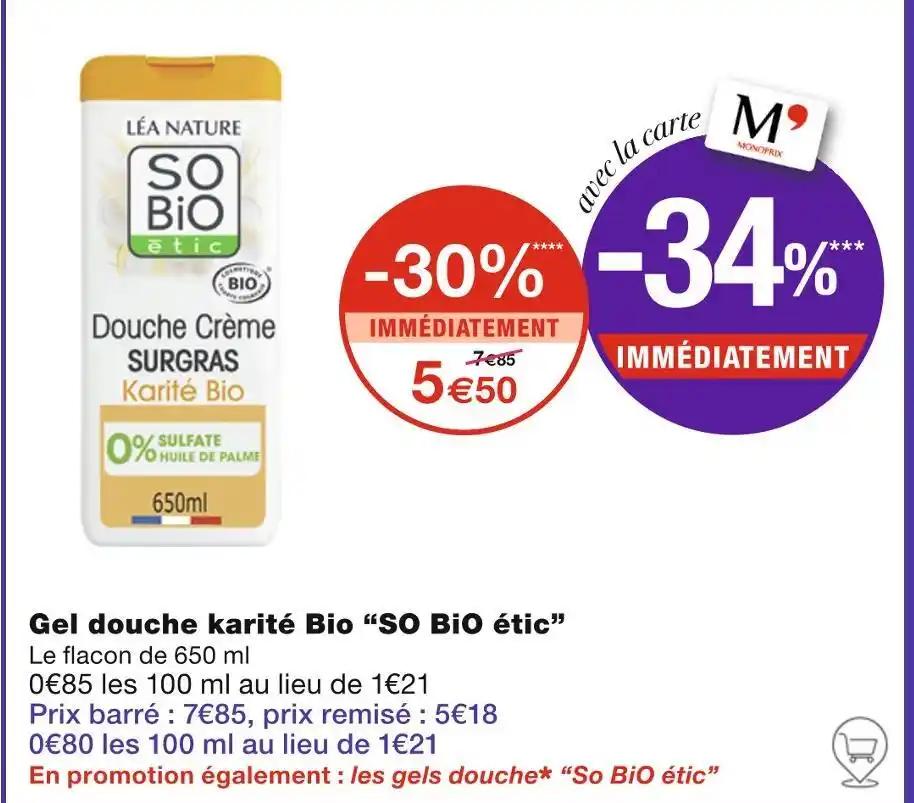 SO BiO étic Gel douche karité Bio