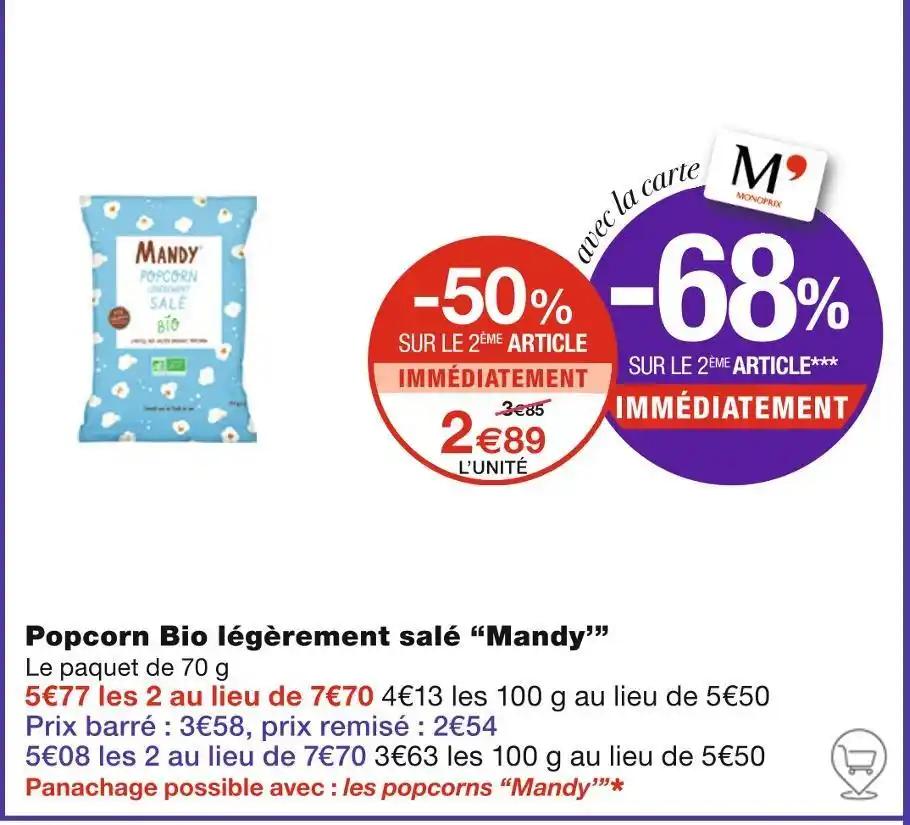 Mandy’ Popcorn Bio légèrement salé