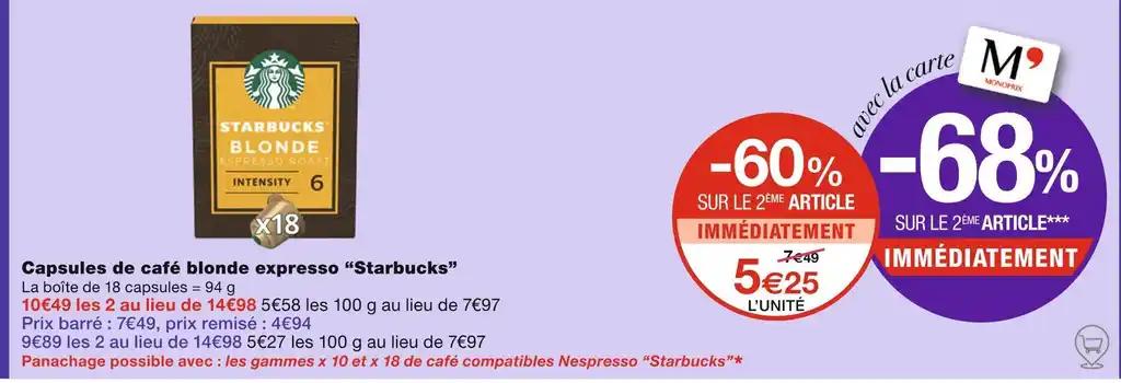 Starbucks Capsules de café blonde expresso