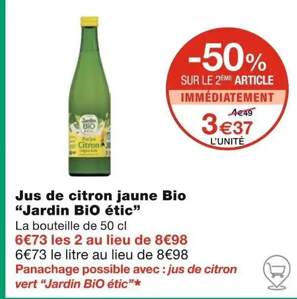 Jardin BiO étic Jus de citron jaune Bio