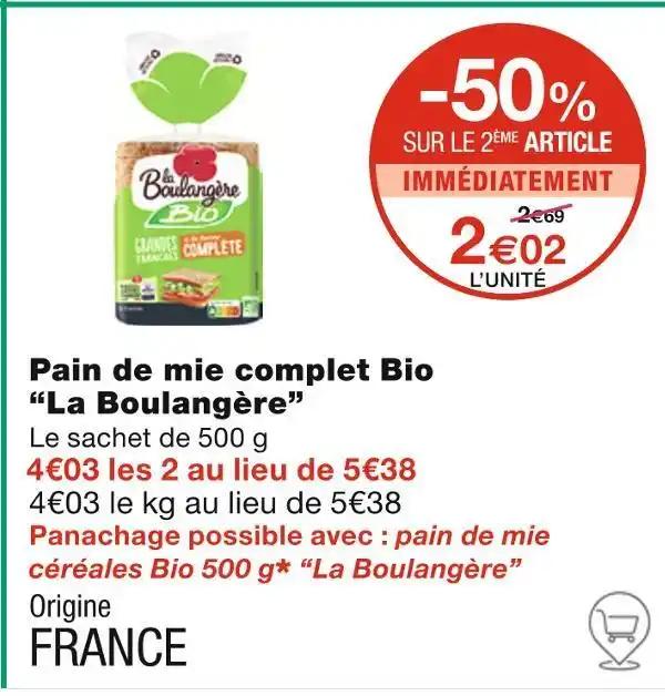 La Boulangère Pain de mie complet Bio