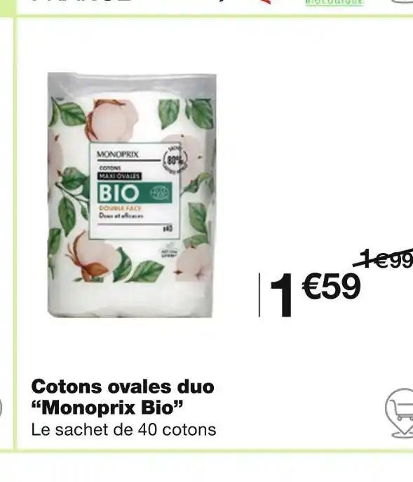 Monoprix Bio Cotons ovales duo