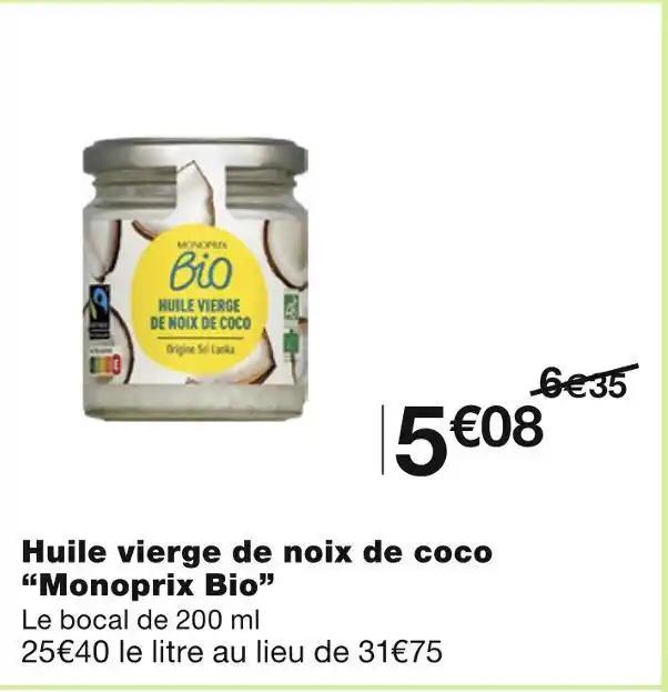 Monoprix Bio Huile vierge de noix de coco
