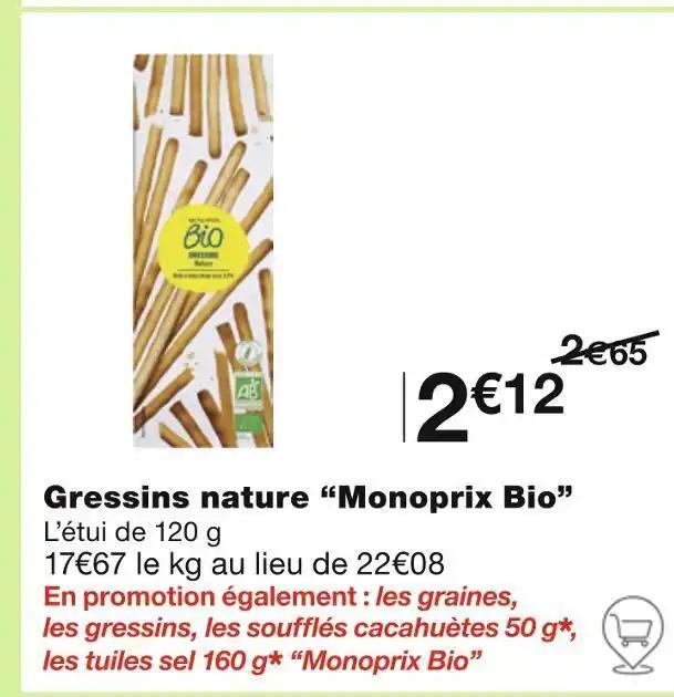 Monoprix Bio Gressins nature
