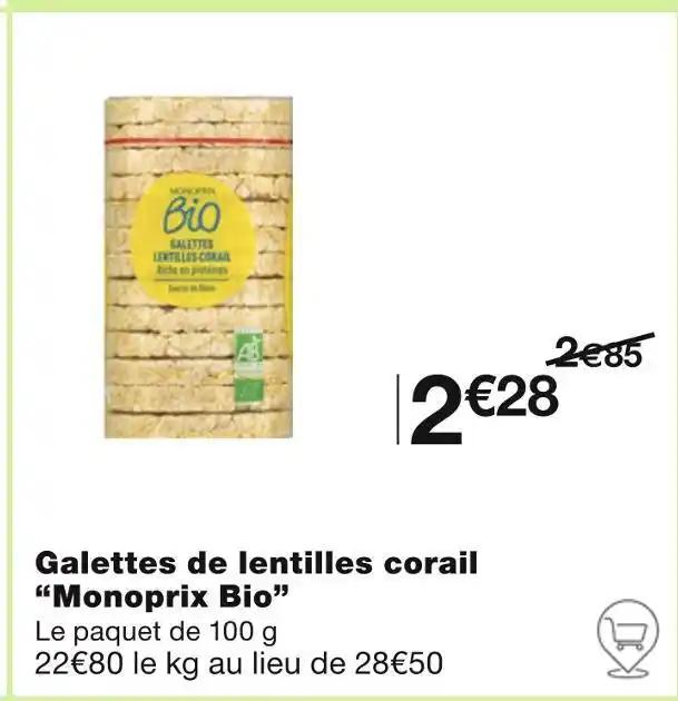 Monoprix Bio Galettes de lentilles corail