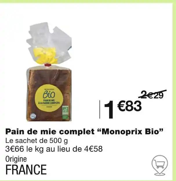 Monoprix Bio Pain de mie complet