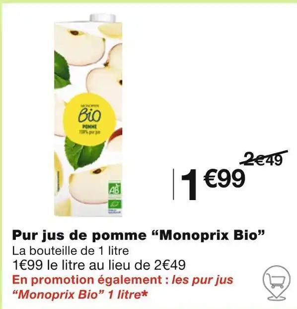 Monoprix Bio Pur jus de pomme