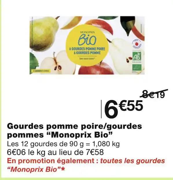 Monoprix Bio Gourdes pomme poire/gourdes pommes