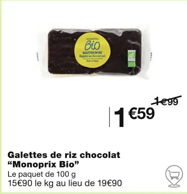 Monoprix Bio Galettes de riz chocolat