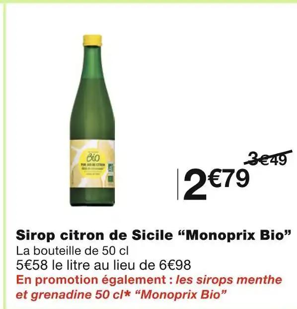Monoprix Bio Sirop citron de Sicile