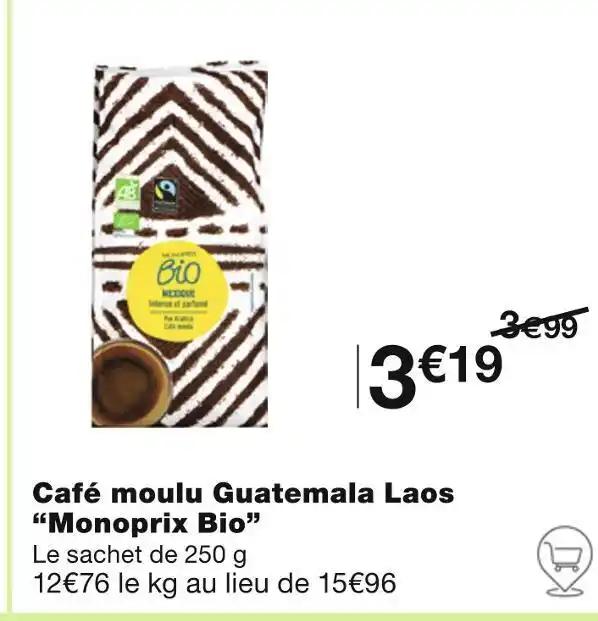 Monoprix Bio Café moulu Guatemala Laos