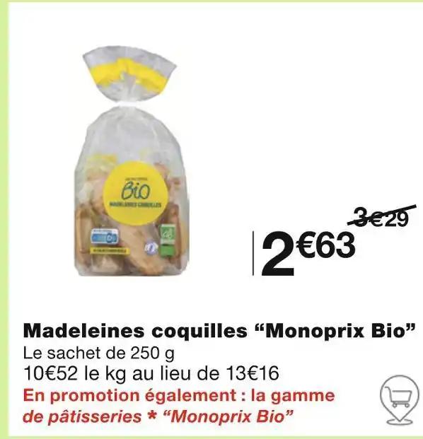 Monoprix Bio Madeleines coquilles