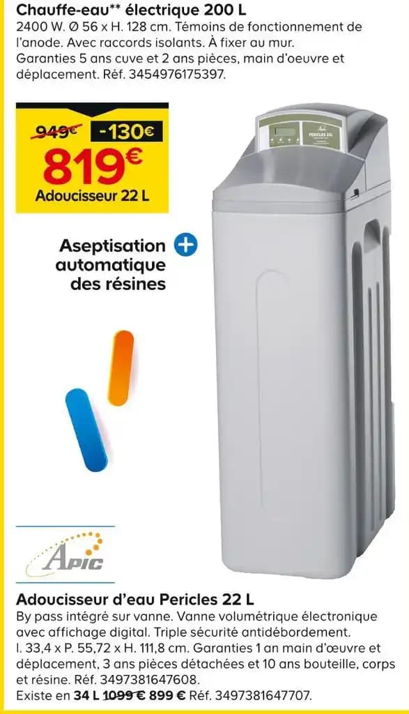 APIC Adoucisseur d’eau Pericles 22 L
