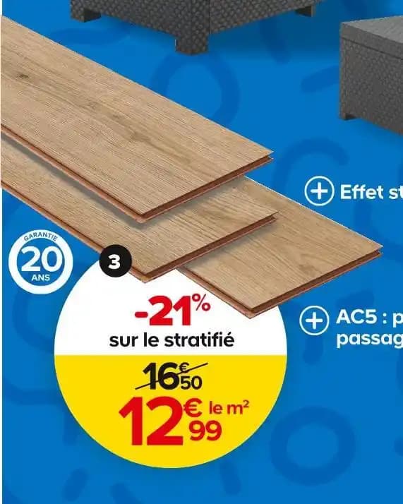 Stratifié Amande 8 mm + sous-couche 2 mm intégrée