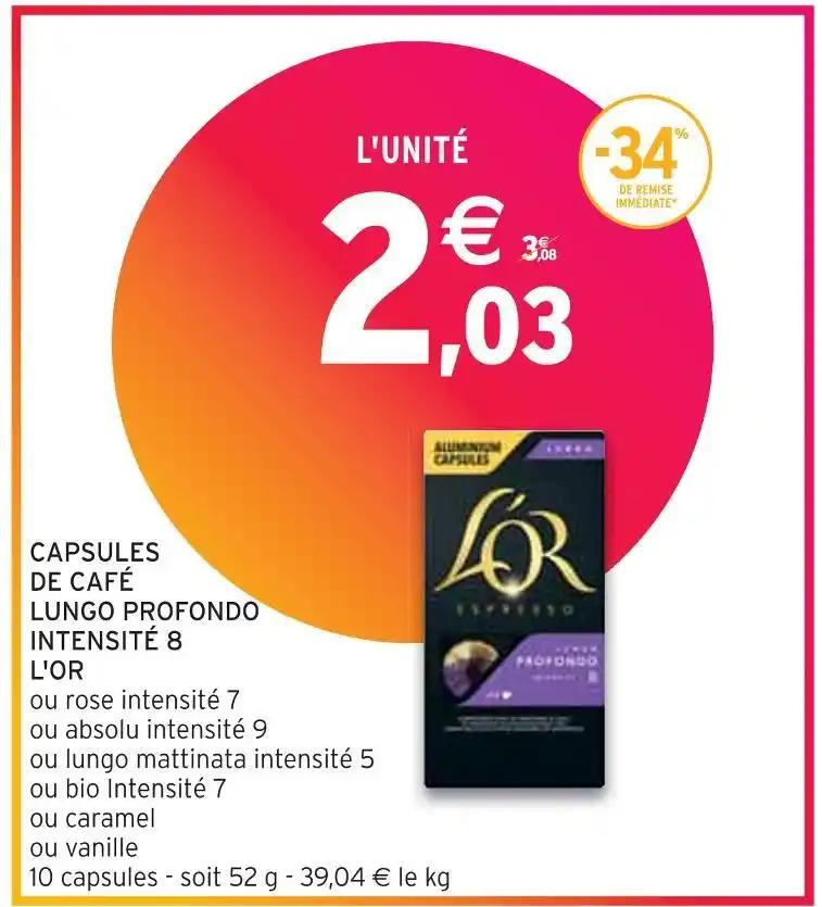 L'OR CAPSULES DE CAFÉ LUNGO PROFONDO INTENSITÉ 8