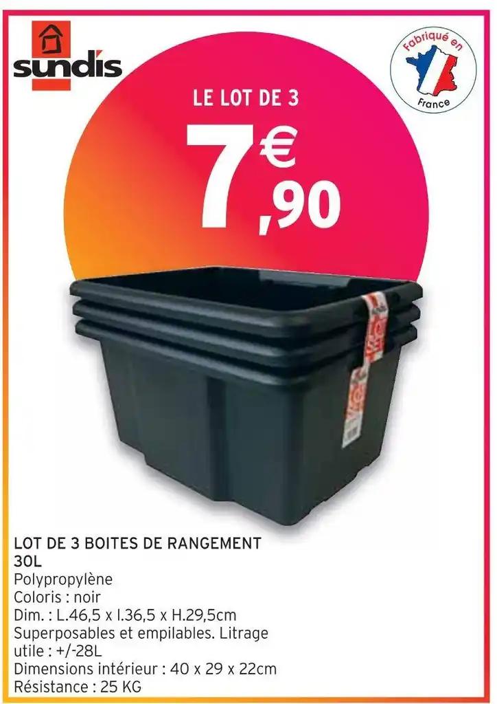 Sundis LOT DE 3 BOITES DE RANGEMENT 30L