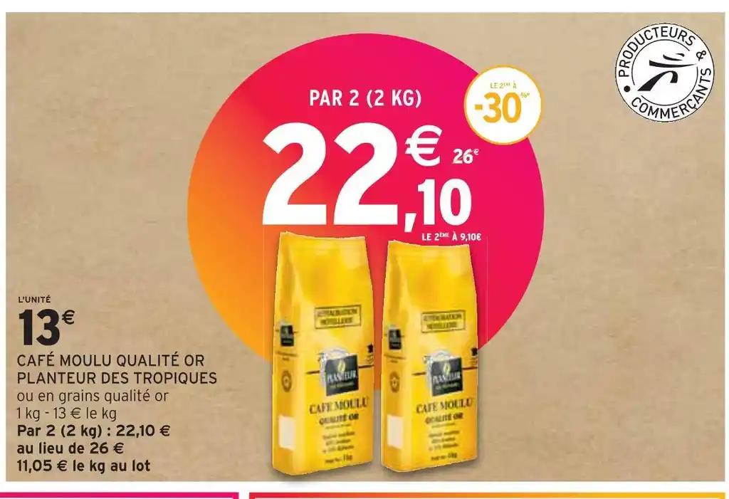 PLANTEUR DES TROPIQUES CAFÉ MOULU QUALITÉ OR