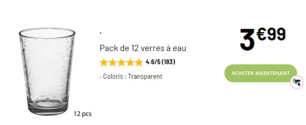Pack de 12 verres à eau