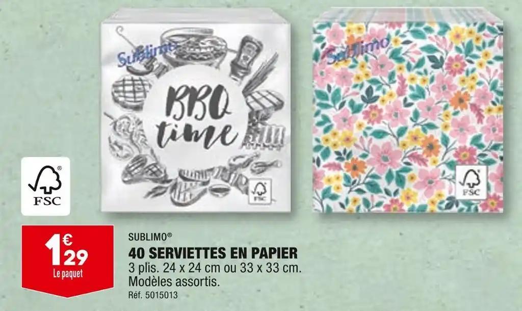 SUBLIMO 40 SERVIETTES EN PAPIER