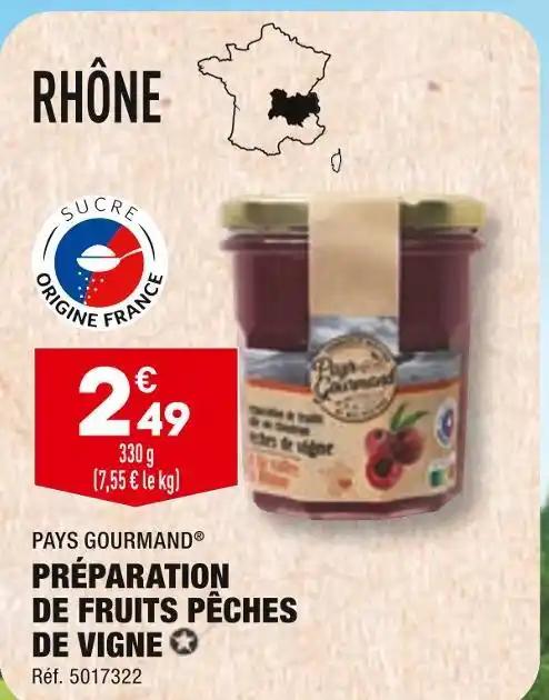 PAYS GOURMAND PRÉPARATION DE FRUITS PÊCHES DE VIGNE