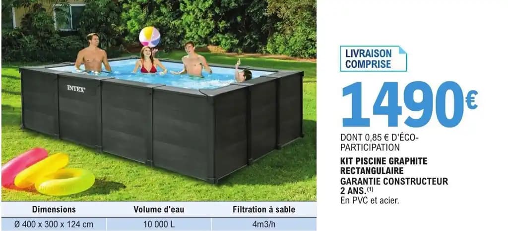 KIT PISCINE GRAPHITE RECTANGULAIRE