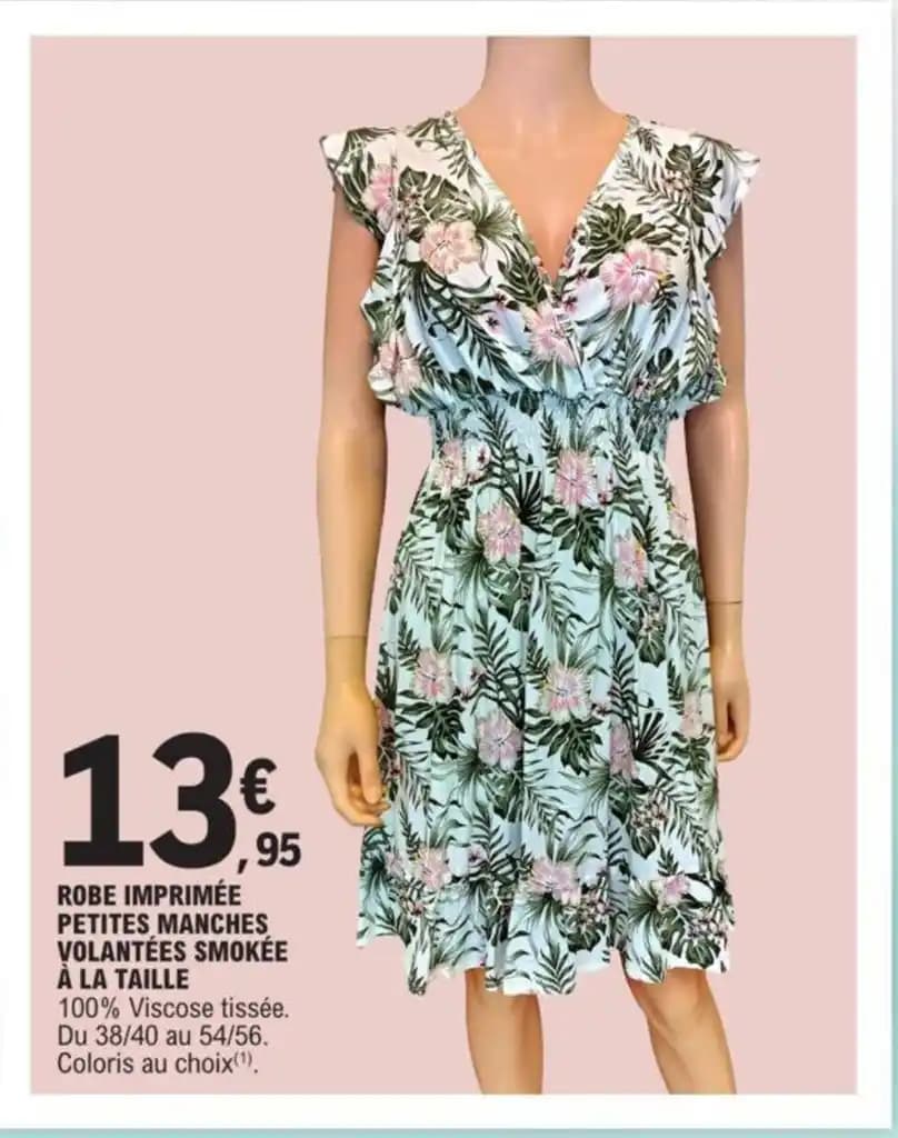 ROBE IMPRIMÉE PETITES MANCHES VOLANTÉES SMOKÉE À LA TAILLE