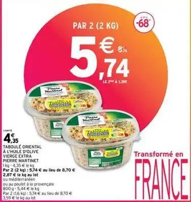 Pierre martinet - taboulé oriental à l'huile d'olive vierge extra