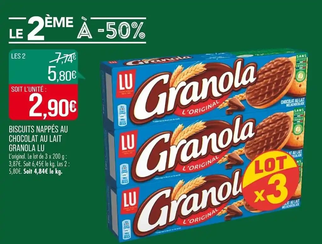 LU BISCUITS NAPPÉS AU CHOCOLAT AU LAIT GRANOLA