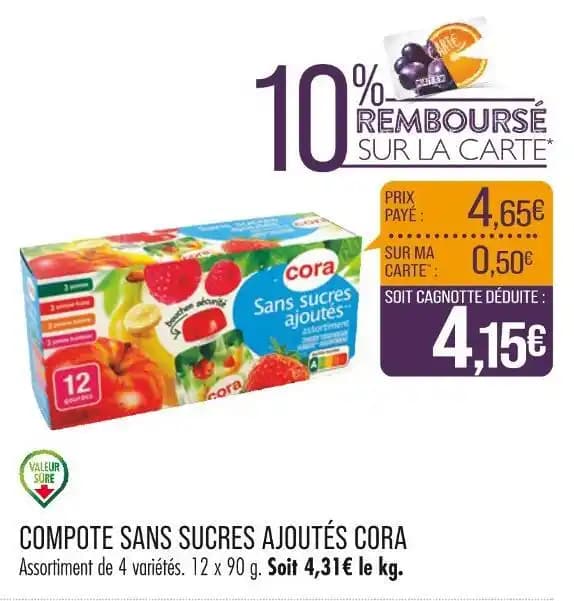 CORA COMPOTE SANS SUCRES AJOUTÉS