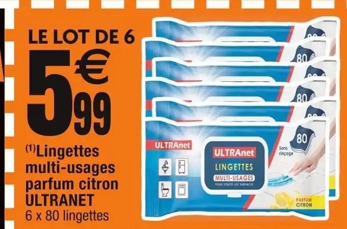ULTRANET (1) Lingettes multi-usages parfum citron