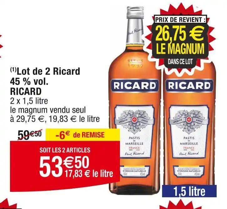 RICARD Lot de 2 Ricard 45 % vol