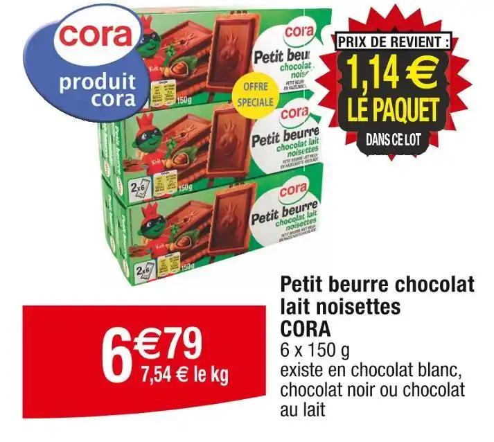 CORA Petit beurre chocolat lait noisettes