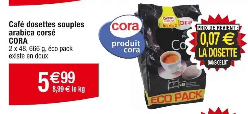CORA Café dosettes souples arabica corsé