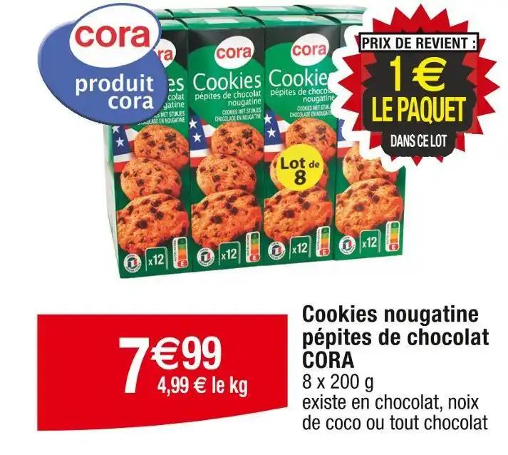 CORA Cookies nougatine pépites de chocolat