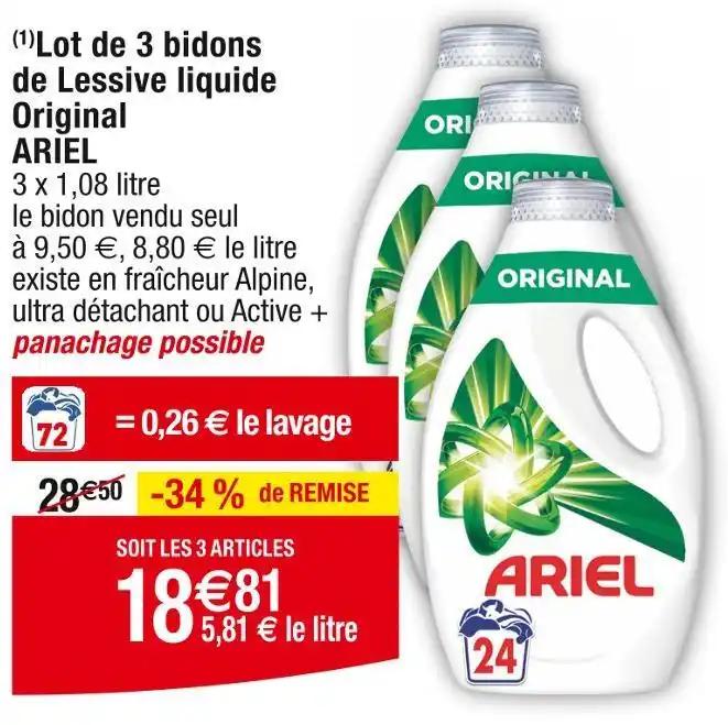 ARIEL (1) Lot de 3 bidons de Lessive liquide Original