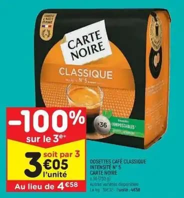 Carte noire - dosettes café classique intensité n° 5