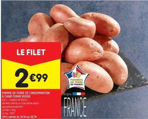 Pomme de terre de consommation a chair ferme rouge