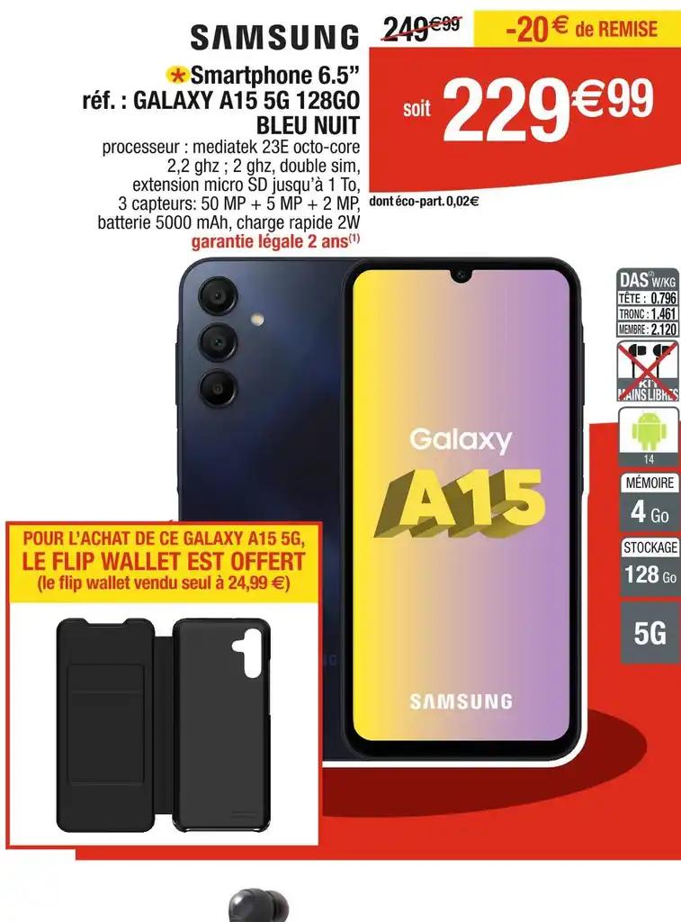 SAMSUNG Smartphone 6.5’’ réf. : GALAXY A15 5G 128GO BLEU NUIT