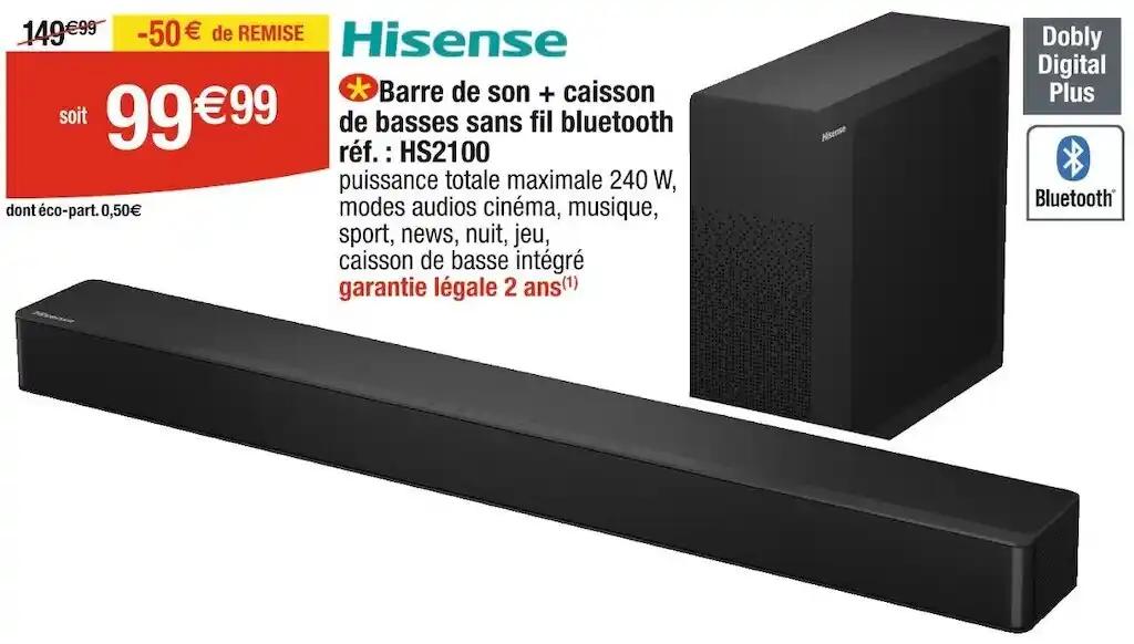 HISENSE Barre de son + caisson de basses sans fil bluetooth