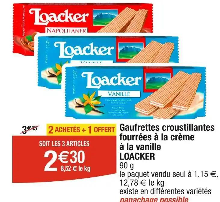 LOACKER Gaufrettes croustillantes fourrées à la crème à la vanille
