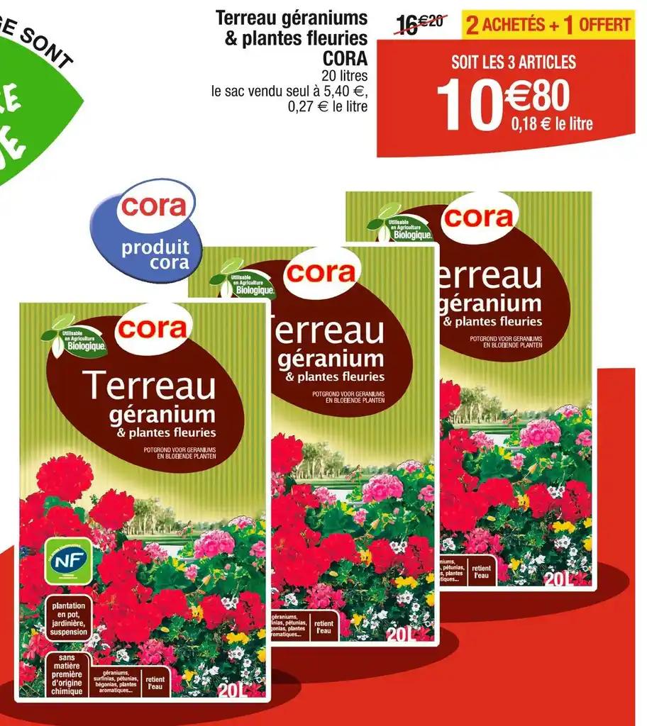CORA Terreau géraniums & plantes fleuries