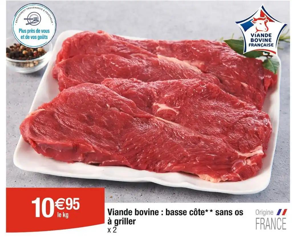 Viande bovine : basse côte sans os à griller