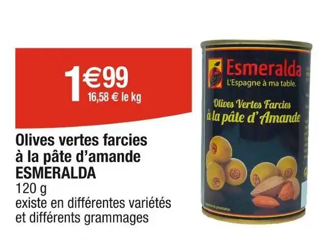 ESMERALDA Olives vertes farcies à la pâte d’amande