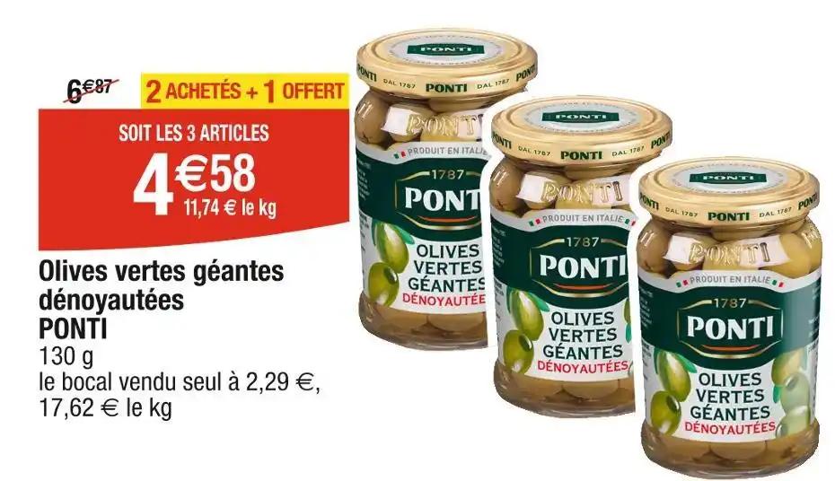 PONTI Olives vertes géantes dénoyautées