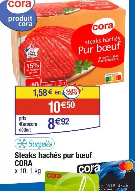 CORA Steaks hachés pur bœuf