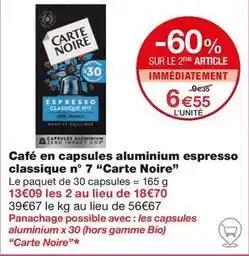 Carte noire - café en capsules aluminium espresso classique n° 7